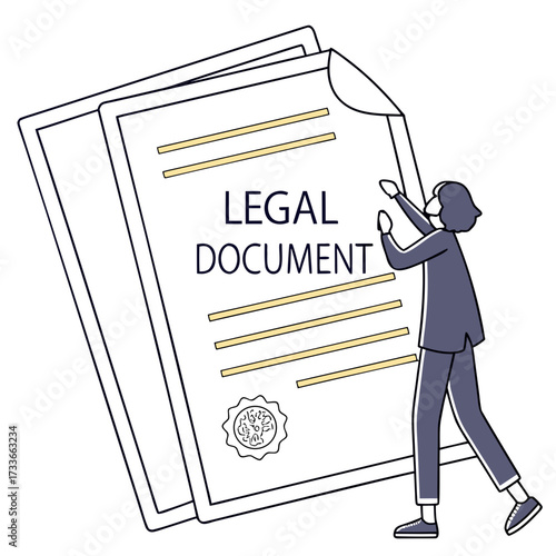 Person examining a legal document with a seal contract