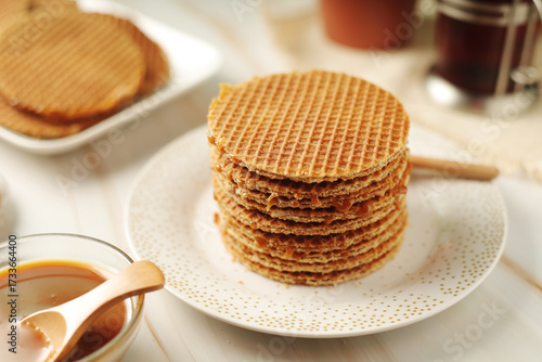 Stroopwafel, a thin, round cookie popular throughout the Netherlands