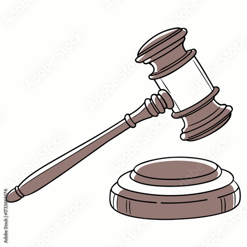 Sepia toned illustration of a judge's gavel and sound block
