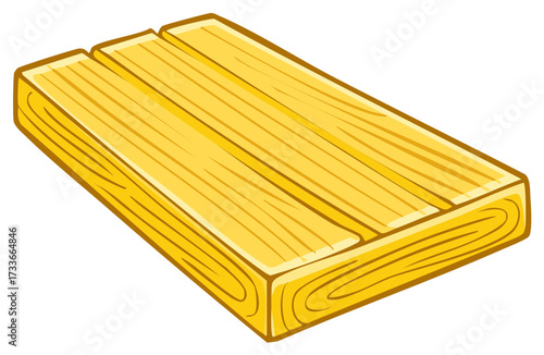 Cartoon wooden planks stacked and isolated on white background with visible wood grain texture