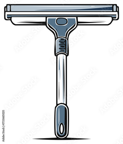 Clean tool with a wide rubber blade for washing windows and squeegeeing water away