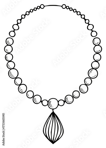 Elegant necklace featuring a bead strand and a delicate teardrop pendant on a white backdrop