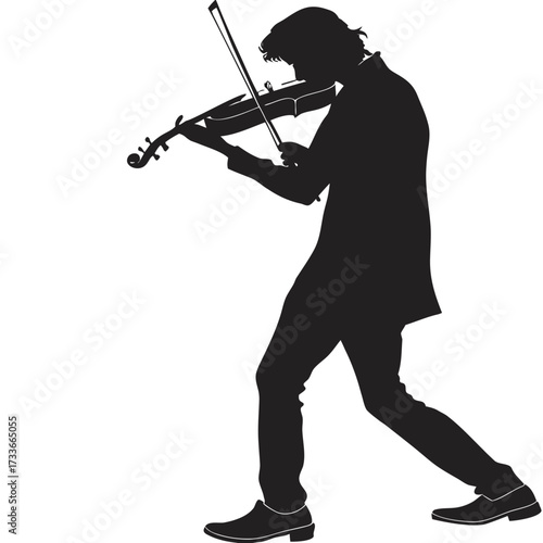 Silhouette of a man playing the violin musician