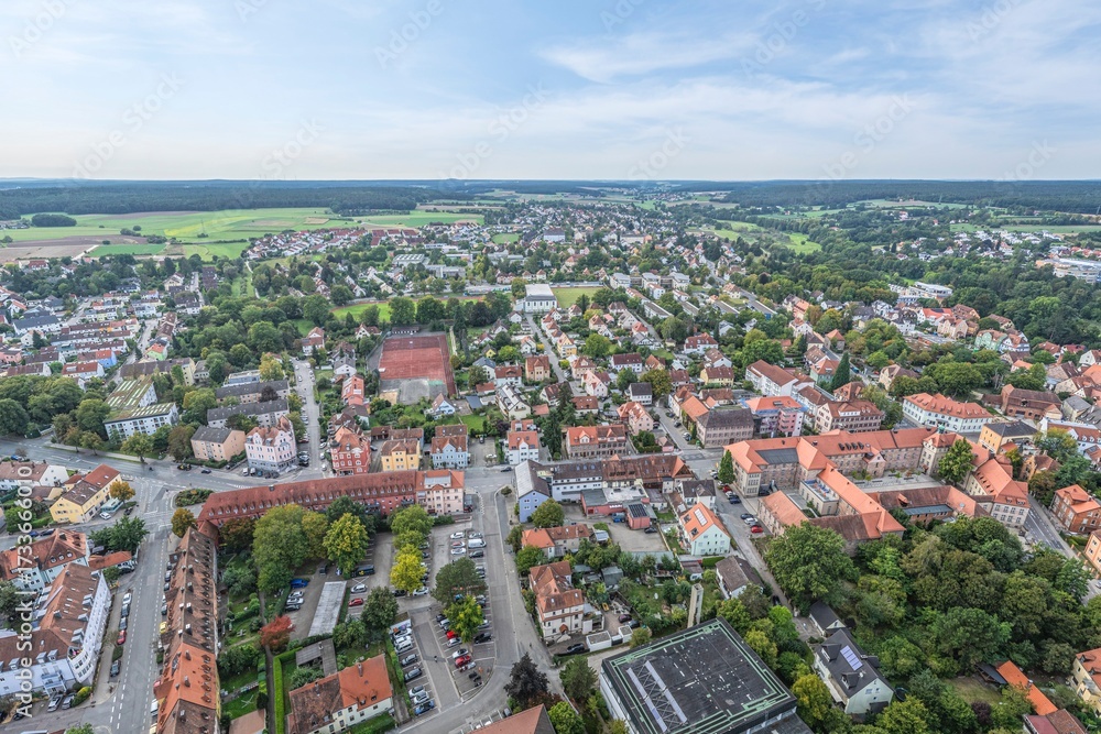 Fototapeta premium Blick auf die kreisfreie Stadt Schwabach in der Metropolregion Nürnberg