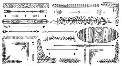 Boho Arrow Border Elements Decorative Ornaments & Floral Dividers