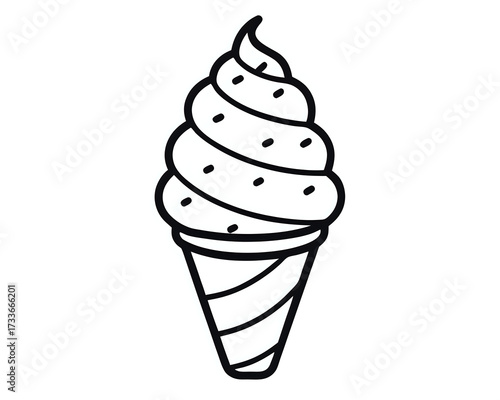 ice cream cone ,illustration outline isolated on white background