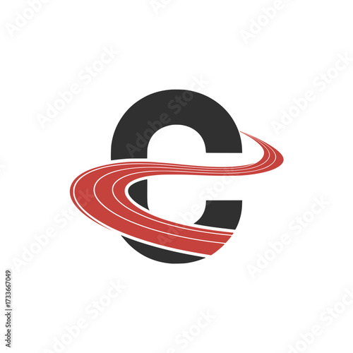 Letter C logo with racing track design, Creative letter C logo combined with a dynamic red racing track, symbolizing speed, progress, energy, motion, transportation, and modern branding identity.

