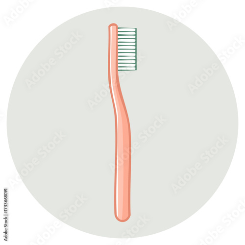 Simple peach toothbrush graphic for essential daily dental care and oral hygiene routine