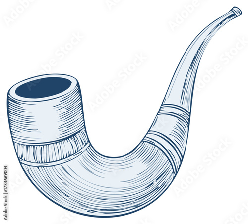 Traditional tobacco pipe hand drawn illustration vintage aesthetic elegant design