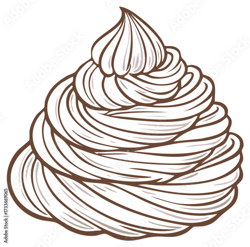 Vector Illustration of Swirl Cake Frosting Chocolate Cream Top Decoration