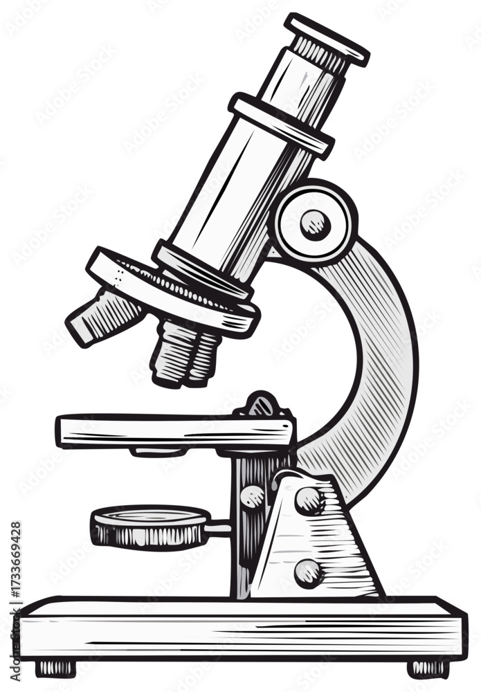 Fototapeta premium Retro style laboratory microscope illustration for science research and education