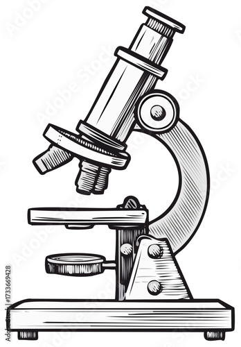 Retro style laboratory microscope illustration for science research and education