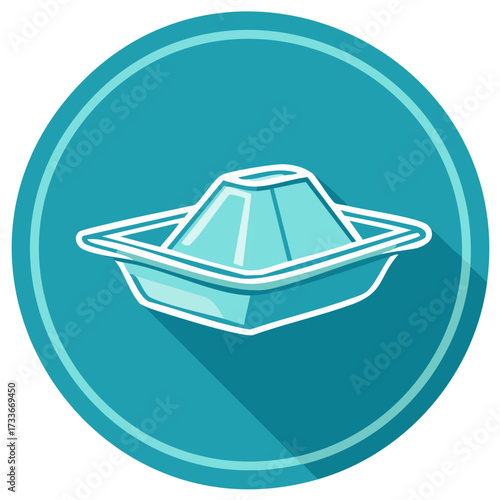 Modern blue flat design citrus juicer icon with long shadow inside a round circle