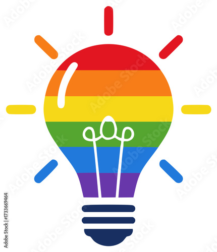 Rainbow spectrum bulb idea for LGBTQ support and innovation with colorful symbol