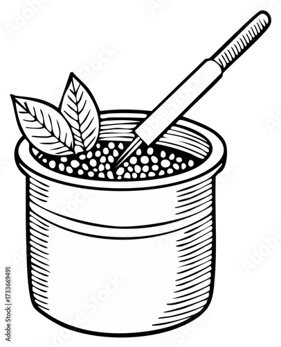 Hand Drawn Illustration of Traditional South American Mate Tea Preparation