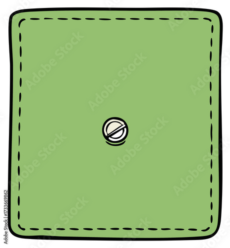 Hand-drawn illustration of green patch with no entry sign. Prohibition concept.