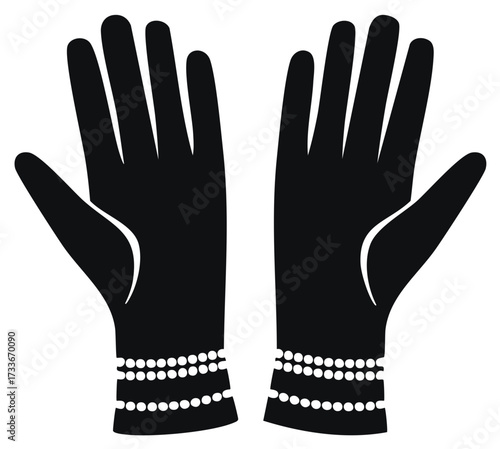 Elegant black gloves with pearl embellishments for formal occasions