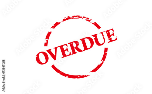 OVERDUE - Red Rubber Stamp With text message OVERDUE 
