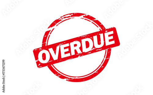 OVERDUE - Red Rubber Stamp With text message OVERDUE 
