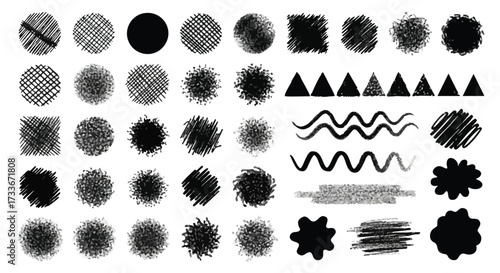 Hand-Drawn Scribble Shapes Grunge Vector Elements for Creative Design Projects