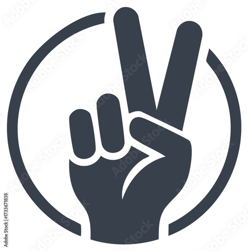 Hand making a peace or victory sign simple vector icon