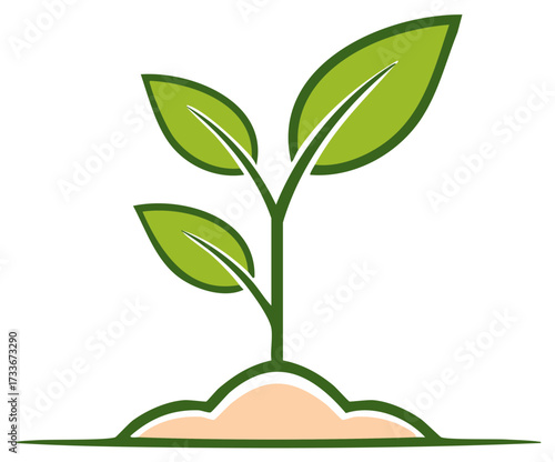 Illustration of Green Sapling Sprouting from Soil  Representing Growth and Sustainability