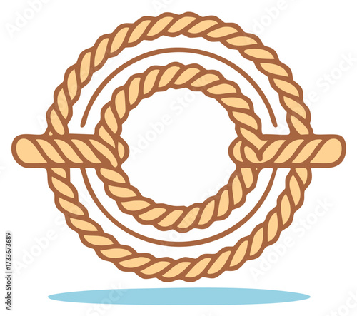 Nautical Ropes Forming Concentric Circles and a Bar - Decorative Design Element