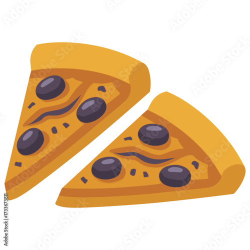 Pissaladiere Monaco traditional tart flat color vector illustration template design