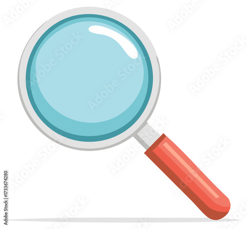 Cartoon magnifying glass icon, concept of search, inspection, or analysis.