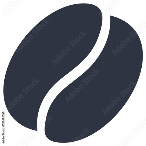 Simple Dark Coffee Bean Icon Flat Design Graphic Symbol for Cafe Logo