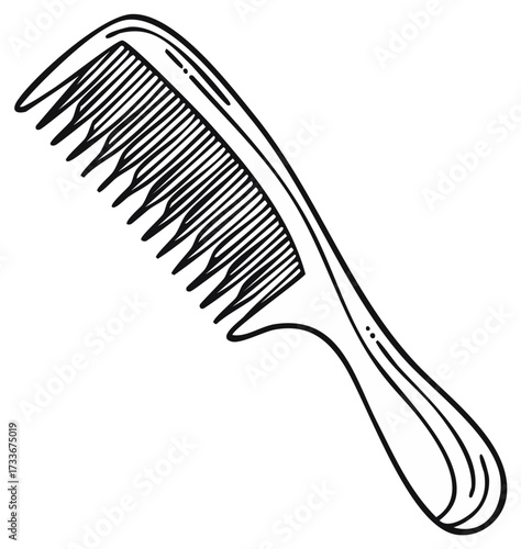 Hand Drawn Illustration of a Comb for Hair Styling and Grooming in Vector Format