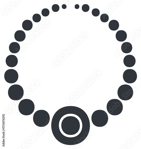 Beaded necklace with round pendant simple flat jewelry vector icon