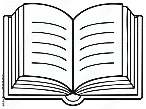 Open book illustration with blank lined pages representing knowledge and learning