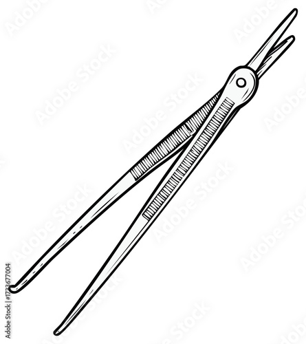 Silver surgical tweezers with textured grip for precision work