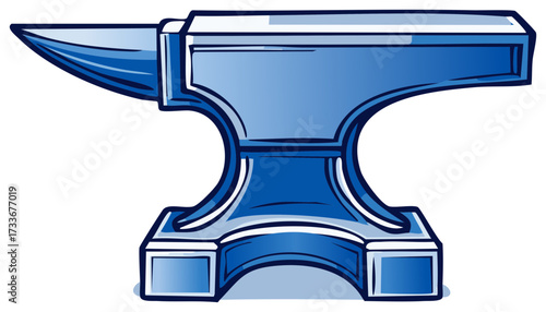 Stylized blue anvil icon for blacksmithing, craftsmanship, and industry concept