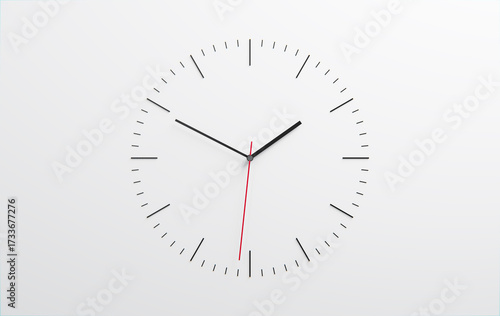 Minimalist 3D Clock Design on Simple White Background, Time Concept