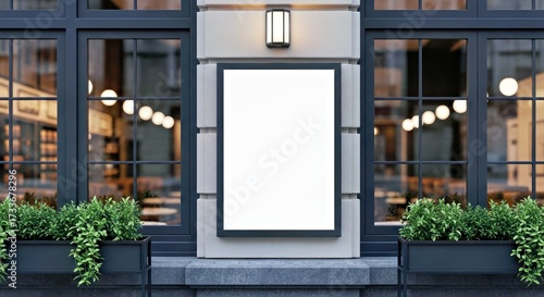 Wallpaper Mural Stylish mockup of a blank gastropub patio exterior menu board with modern ambient lighting. Torontodigital.ca