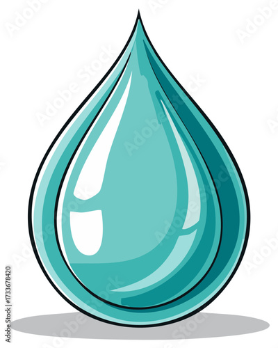 Illustrative Teardrop Icon with Teal Fill and Distinct Outlines, Clean Vector Graphic for Various Applications