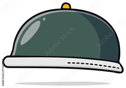 Cartoonish Cloche Food Cover Illustration, Glass Dome Cover with Handle, Flat Design