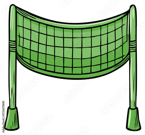Vibrant green sports net cartoon style graphic for recreational game activities