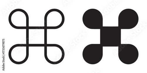 Apple command key icon. isolated on white background for user interface design.