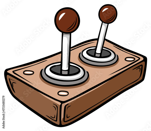 Vintage Arcade Game Controller Panel with Dual Joysticks Retro Gaming Illustration