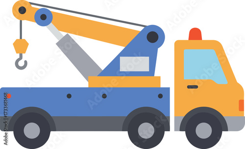 Colorful tow truck illustration for roadside assistance and vehicle recovery services