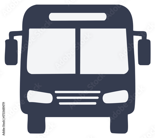 Front View of Bus Transportation Vehicle Icon for Public Transport Services and Travel Concept