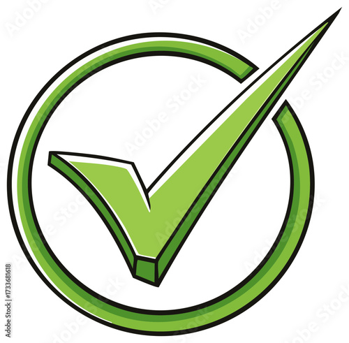 Green checkmark symbol inside a circle, representing confirmation and correctness.