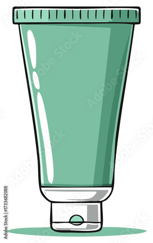 Simple Hand Drawn Mint Green Tube Illustration for Cosmetics and Personal Care Products
