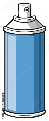 Illustration of Aerosol Spray Can for Painting and Cleaning Products Blue Color