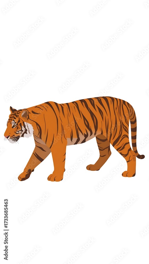 Obraz premium Side view of a walking tiger