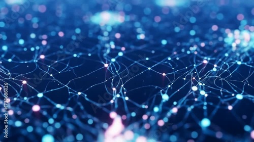 Connecting Abstract Data: Dynamic Network Visualization, Futuristic Technology, Global Connection Concept