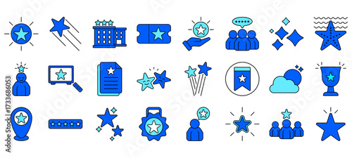 Set of Star Icons or symbols Vector fully editable file.